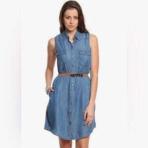 GAP sleeveless chambray utility shirt dress
